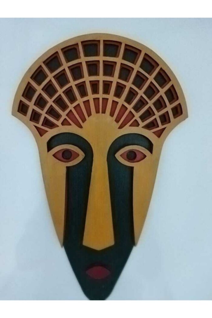 Ahşap Boyama Afrika Mask Duvar Süsü - Görsel 1