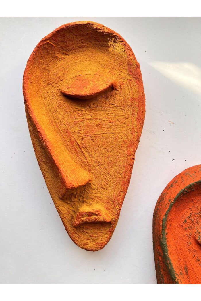 Özel Tasarım El Yapımı Heykel Soyut Yarım Yüz Maske 3'lü Set, Duvar Dekor, Ev-ofis dekor - Görsel 4