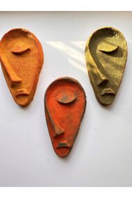 Özel Tasarım El Yapımı Heykel Soyut Yarım Yüz Maske 3'lü Set, Duvar Dekor, Ev-ofis dekor - Görsel 8