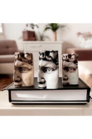 Dekoratif Beton Antik Eskitme Heykel Biblo 3 Lü Set Masa Üstü Aksesuar Kitap Tutucu Dekor - Görsel 4