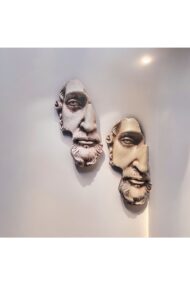 Yarım Yüz Antik Zeus Heykeli Modern Sanat Yunan Mitolojisi Duvar Dekoru 2'li Set Ev Ofis Dekor - Görsel 7