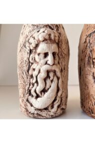 Özel Tasarım Zeus ve Posedion Heykel Dekorlu Eskitme Şarap Şişesi 2'li set Ev Dekoru Ofis Dekoru - Görsel 5