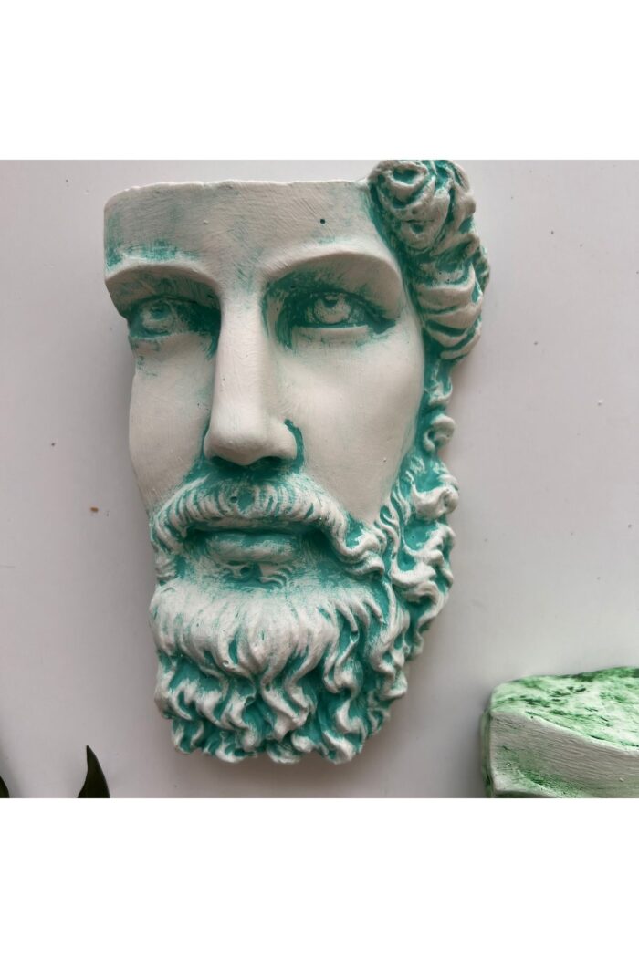 Antik Eskitme Dekoratif Poseidon Beton Biblo Heykel 3'lü Set Ev Dekor Duvar Dekoru - Görsel 7