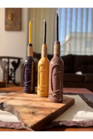 El Yapımı Cam Şarap Şişesi Dekorasyonları 3'lü Set, Soyut Desenli Şişeler, Ev dekoru, Bar dekoru - Görsel 5