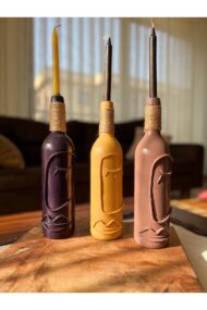 El Yapımı Cam Şarap Şişesi Dekorasyonları 3'lü Set, Soyut Desenli Şişeler, Ev dekoru, Bar dekoru - Görsel 6