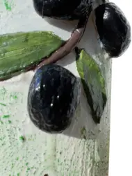 El Yapımı Kabartma Kil Uygulamalı Zeytin Dalı Desenli Cam Şişe Sirkelik - Yağdanlık, Mutfak dekor - Görsel 5