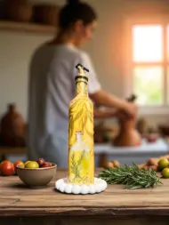 El Yapımı Zeytinyağı Desenli Cam Yağdanlık – El Boyaması Vintage Şişe | Sosluk, Sirkelik, Dekoratif Mutfak Aksesuarı 500ml - Görsel 5