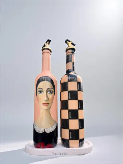 Kadın Tasarımlı 750 ml Zeytinyağı Sıvıyağ Şişesi Yağdanlık Yağlık Sirkelik Sosluk 2'li Set