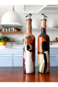 Afrika Kadın Temalı El Yapımı 750 ml Zeytinyağı Sıvıyağ Şişesi Yağdanlık Yağlık 2'li Set - Görsel 7