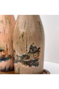 İstanbul Manzarası Desenli Sunum Stantlı 2'li 750 ml Zeytinyağı Sıvıyağ Şişesi Yağdanlık Yağlık - Görsel 8