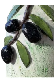 El yapımı Kabartma Kil Uygulamalı Zeytin Dalı Desenli Cam Şişe Sirkelik-Yağdanlık, Mutfak dekor - Görsel 7