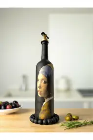 El Yapımı İnci Küpeli Kız Desenli 750ml Cam Yağdanlık, Sosluk, Sunumluk, Mutfak Dekorasyon - Görsel 2