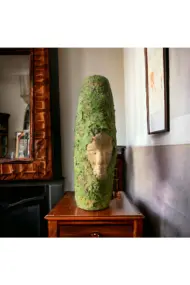 El Yapımı Yosun Detaylı İnsan Yüz Heykeli Dekorlu Özel Tasarım Vazo, Ev Dekoru, Ofis Dekoru - Görsel 5