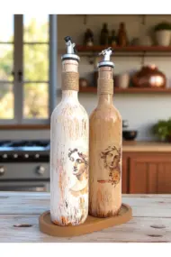 Sunum Stantlı Antik Yunan Figürlü Özel Tasarım Yağdanlık-Sirkelik Sosluk Seti Ev-Mutfak Dekoru - Görsel 3