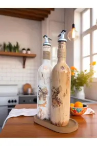 Sunum Stantlı Antik Yunan Figürlü Özel Tasarım Yağdanlık-Sirkelik Sosluk Seti Ev-Mutfak Dekoru - Görsel 5