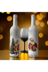 Yılbaşı Dekoru, Yeniyıl Hediyesi, Noel süsleri, Şarap Şişesi Dekoru, Yılbaşı Masası Süsleri