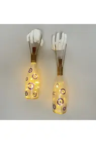 Heykel Dekorlu Nazar Boncuklu Pilli Led'li Şampanya Şişesi Aplik Set - El Yapımı Mistik Duvar Dekoru - Görsel 3