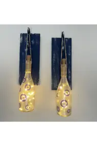 Peri LED Işıklı Mavi Ahşap Dekorlu Ferforje Bağlantılı Nazar Boncuklu Duvar Dekoru Set - Görsel 3