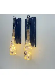 Peri LED Işıklı Mavi Ahşap Dekorlu Ferforje Bağlantılı Nazar Boncuklu Duvar Dekoru Set - Görsel 4