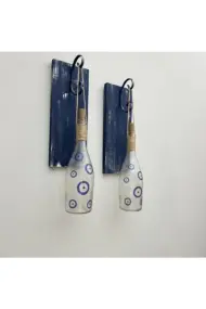 Peri LED Işıklı Mavi Ahşap Dekorlu Ferforje Bağlantılı Nazar Boncuklu Duvar Dekoru Set - Görsel 6