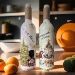 Yılbaşı Dekoru, Yeniyıl Hediyesi, Noel Süsleri, Şarap Şişesi Dekoru, Yılbaşı Masası Süsleri