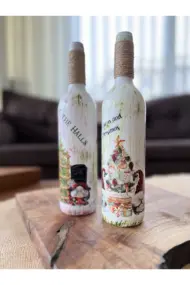 Yılbaşı Dekoru, Yeniyıl Hediyesi, Noel Süsleri, Şarap Şişesi Dekoru, Yılbaşı Masası Süsleri - Görsel 3