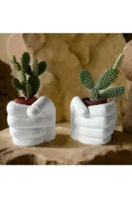 Sukulentler ve Kalın Mumlar İçin El Şeklinde Özel Tasarım Dekoratif Bitki Saksıları, Ev Dekoru