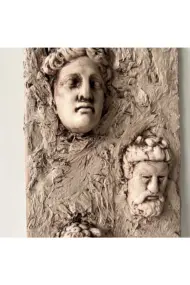Antik Yunan Tanrıları 3D Minyatür Heykelli Kahverengi Rengi Dokulu Duvar Dekorasyonu Tablosu - Görsel 6