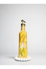 500 ML El Yapımı Zeytinyağı Desenli Cam Yağdanlık | Sosluk, Sirkelik, Mutfak & Sofra Aksesuarı, Sarı