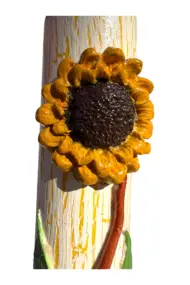 500 ml El Yapımı Orta boy Ayçiçek Desenli Cam Yağdanlık – Çatlatma Dokulu, Kabartma Kil Uygulamalı - Görsel 5