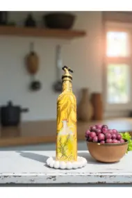 500 ML El Yapımı Zeytinyağı Desenli Cam Yağdanlık | Sosluk, Sirkelik, Mutfak & Sofra Aksesuarı, Sarı - Görsel 3