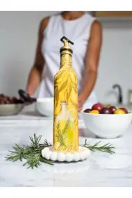 500 ML El Yapımı Zeytinyağı Desenli Cam Yağdanlık | Sosluk, Sirkelik, Mutfak & Sofra Aksesuarı, Sarı - Görsel 4