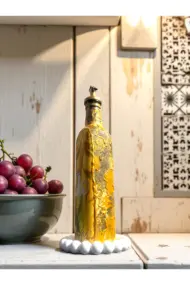 500 ML El Yapımı Zeytinyağı Desenli Cam Yağdanlık | Sosluk, Sirkelik, Mutfak & Sofra Aksesuarı, Sarı - Görsel 5