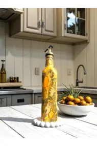 500 ML El Yapımı Zeytinyağı Desenli Cam Yağdanlık | Sosluk, Sirkelik, Mutfak & Sofra Aksesuarı, Sarı - Görsel 6