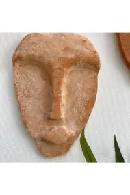 El Yapımı Taş Heykel Soyut Yüz Maske 3'li Set, Modern beton,eskitme taş görünümlü duvar dekor - Görsel 7