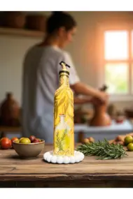 500 ML El Yapımı Zeytinyağı Desenli Cam Yağdanlık | Sosluk, Sirkelik, Mutfak & Sofra Aksesuarı, Sarı - Görsel 8