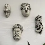 El yapımı Minyatür Antik Yunan Tanrıları Duvar Dekorasyon Objeleri 4 lü set