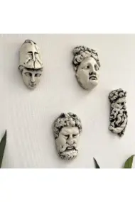 El yapımı Minyatür Antik Yunan Tanrıları Duvar Dekorasyon Objeleri 4 lü set - Görsel 2