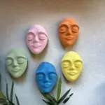 El Yapımı Duvar Maskları 5'li Set, Canlı Renklerle Boyalı Sakin Duvar Maskeleri, Duvar Dekor Objesi