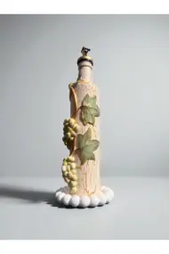 500 ML Kil Kabartma Uygulama Sarı Üzüm Desenli El Yapımı Zeytinyağı & Üzüm Sirke Şişeleri - Görsel 4