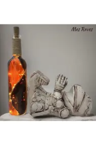 Eskitme Şövalye Figürlü Şarap Şişesi Tutucu Ve Pilli Peri Led Işıklı Vitray Şarap Şişesi Lamba Set - Görsel 2