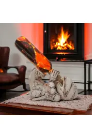 Eskitme Şövalye Figürlü Şarap Şişesi Tutucu Ve Pilli Peri Led Işıklı Vitray Şarap Şişesi Lamba Set - Görsel 3