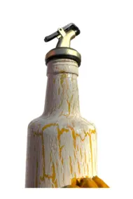 500 ml El Yapımı Orta boy Ayçiçek Desenli Cam Yağdanlık – Çatlatma Dokulu, Kabartma Kil Uygulamalı - Görsel 6