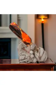 Eskitme Şövalye Figürlü Şarap Şişesi Tutucu Ve Pilli Peri Led Işıklı Vitray Şarap Şişesi Lamba Set - Görsel 5