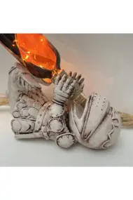 Eskitme Şövalye Figürlü Şarap Şişesi Tutucu Ve Pilli Peri Led Işıklı Vitray Şarap Şişesi Lamba Set - Görsel 7