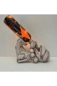 Eskitme Şövalye Figürlü Şarap Şişesi Tutucu Ve Pilli Peri Led Işıklı Vitray Şarap Şişesi Lamba Set - Görsel 8