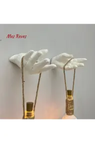 Kadın El Heykeli Dekorlu Peri LED Işıklı Kırmızı Beyaz Vitray Boyama Şampanya Şişesi Aplik 2'li Set - Görsel 5