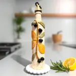 500 ML Kil Kabartma Uygulama Limon Desenli El Yapımı Zeytinyağı & Üzüm Sirke Şişeleri