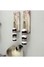 Peri Led Işıklı Ahşap Dekorlu, Vitray El Boyama Kırmızı beyaz Renkli Şarap Şişesi Aplik 2 'li Set - Görsel 7