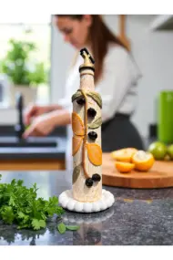 500 ML Kil Kabartma Uygulama Limon Desenli El Yapımı Zeytinyağı & Üzüm Sirke Şişeleri - Görsel 2